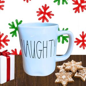 Rae Dunn “Naughty” Coffee Cup Mug, Magenta Collection, Winter Holiday Mug